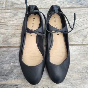 Via Spiga Black Criss Cross Strap Women's Shoes